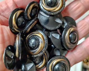 10 Black Buttons Beautiful Pearly Shades, Coat Jacket Dress Buttons, Made In Italy High Fashion Buttons