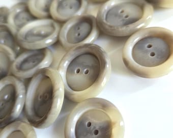 15 Beige Gray Buttons: Italian Fashion, 28mm/23mm
