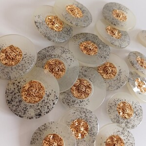 Gray Gold Buttons Clear Plastic, Coat Jacket Dress Buttons, Made In Italy High Fashion Buttons image 9