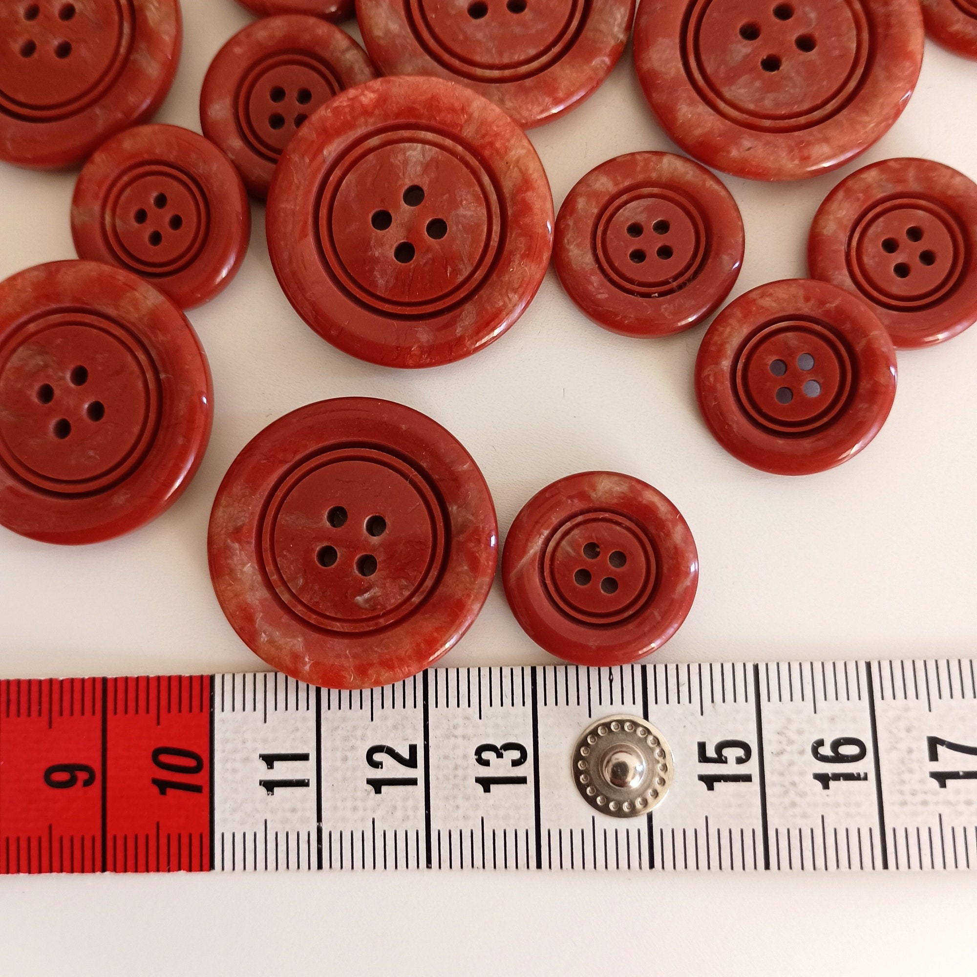 Brick Red Marbled Buttons: Set of 25, Italian Fashion - Etsy
