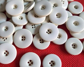 Vintage White 4-Hole Buttons: 23mm 20mm, Mixed Sizes Set