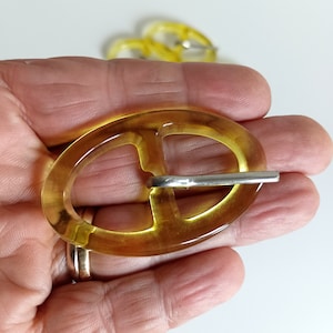 8 Clear Yellow Buckles Oval Shaped, Dress Buckles Made In Italy