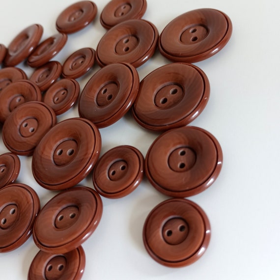 Brown Shaded Buttons Glossy Finish - 28mm, 23mm, 18mm | Italian Coat Buttons