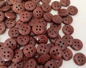 90 botões pequenos marrons com 4 furos: botões italianos de 11,5 mm para camisa social e boneca.