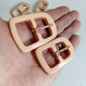 70s Four Pinkish Cream Buckles, Dress Buckles Made In Italy