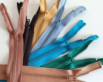 60s 70s Metall Zippers 7 Farben, Kleid Rock Hose Zip 20cm Made In Italy