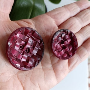 Vintage Burgundy Buttons Woven Basket, Coat Jacket Dress Buttons, High Fashion Buttons Made In Italy