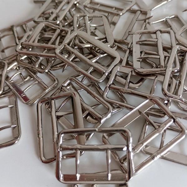 Ten Silver Metal 2 Prong Buckles, Waistcoat Buckles Made In Italy