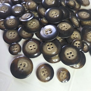 Vintage Black Amber Buttons: 3 Sizes, Italian High Fashion