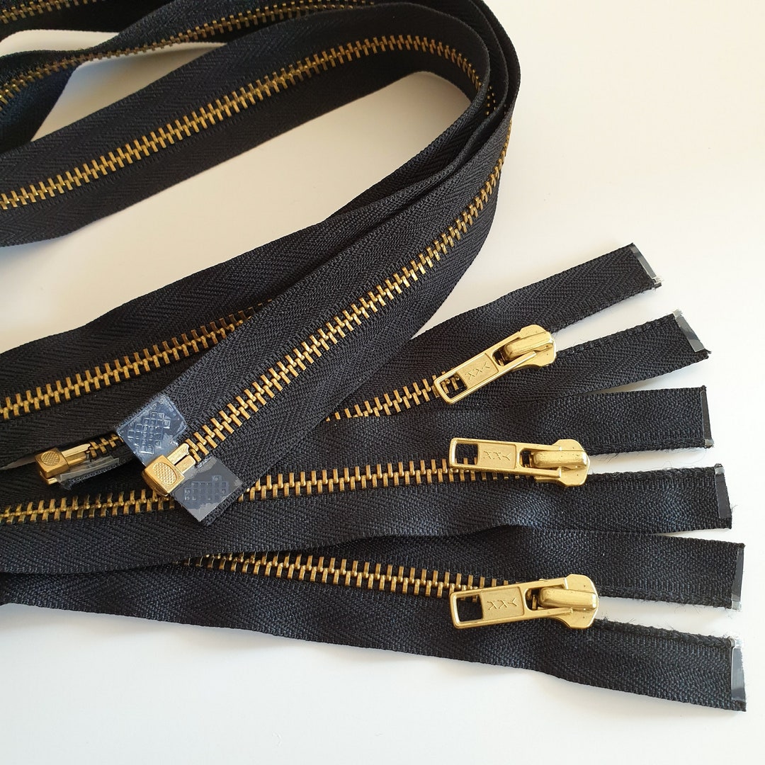 80s Black Openend Metal Zipper 65cm, Jacket Hoodie Jumper Zippers Made