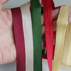 70er Jahre Bortenband Viskose 20 Meter Burgund Creme Grün Rot Gelb Band Made in Italy