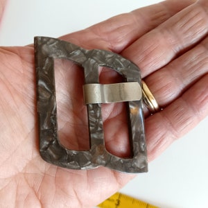 Mid Century Marbled Brown Belt Buckle, Coat Dress Buckles Made In Italy