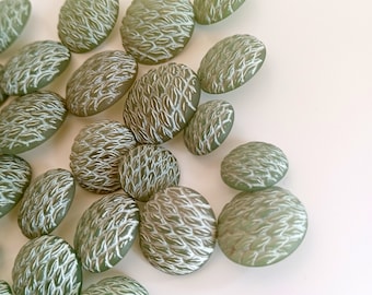 Vintage Green Dome Buttons White Pattern | 28mm  23mm 18mm, Italian Fashion Buttons