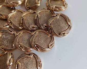 20 Gold Buttons 25mm, Coat Jacket Dress Buttons, Made In Italy High Fashion Buttons