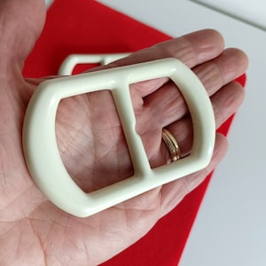 60s 70s Off-White Belt Buckle, Coat Dress Buckles Made In Italy