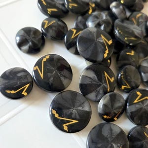 Black And Gray Jewel Buttons With Gold Geometric Details: 22mm 17mm - Italian Fashion