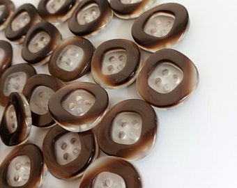 28 bottoni trasparenti bordo marrone, bottoni per giacche, abiti, 23 mm, bottoni Made in Italy