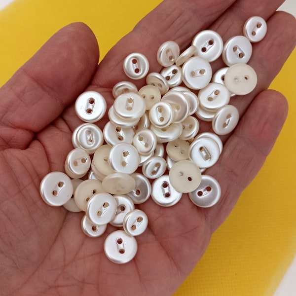 70 White Glass Buttons, Shirt Doll Baby Buttons, Made In Italy High Fashion Buttons