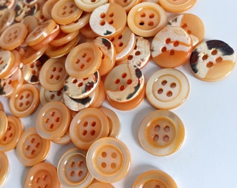 24 Bottoni MOP Arancioni 15mm, Bottoni per Camicie, Bottoni in Madreperla Made In Italy