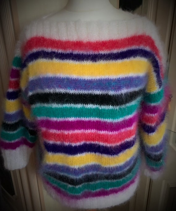 Rainbow and White Striped Sweater Etsy