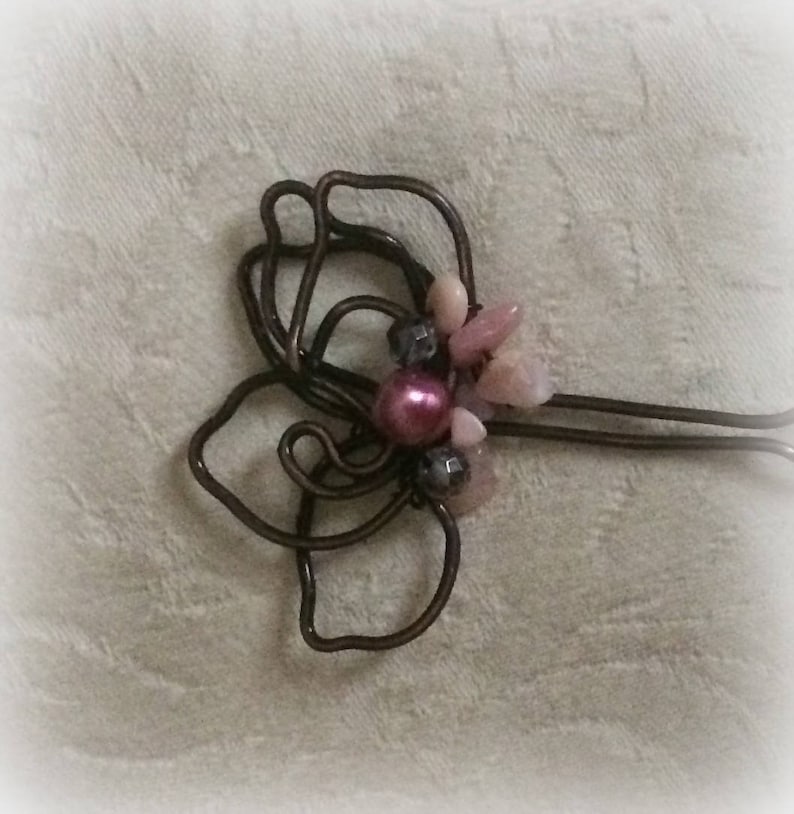 Pink Opal Lotus Hair Scarf Shawl Pin