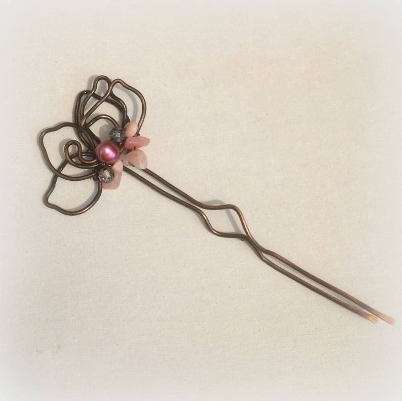 Pink Opal Lotus Hair Scarf Shawl Pin