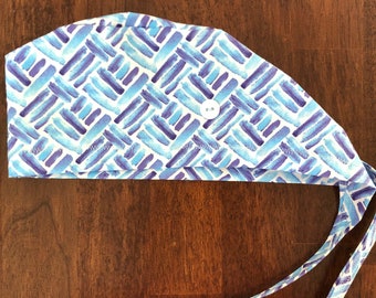 Brush Stroke Scrub Cap with optional Buttons!