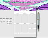 Weekly Meal Planner | Australian Native Leaves | A4 | Printable | Instant Download