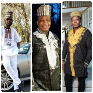 African Men Dashiki Kente Top with Embroidery