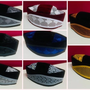 African Kufi Hat Groom and Groom&#39;s Men Nigerian Igbo Aboki Cap