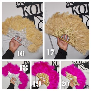 Abanico de novia con plumas, tradicional, para compromiso o boda imagen 9