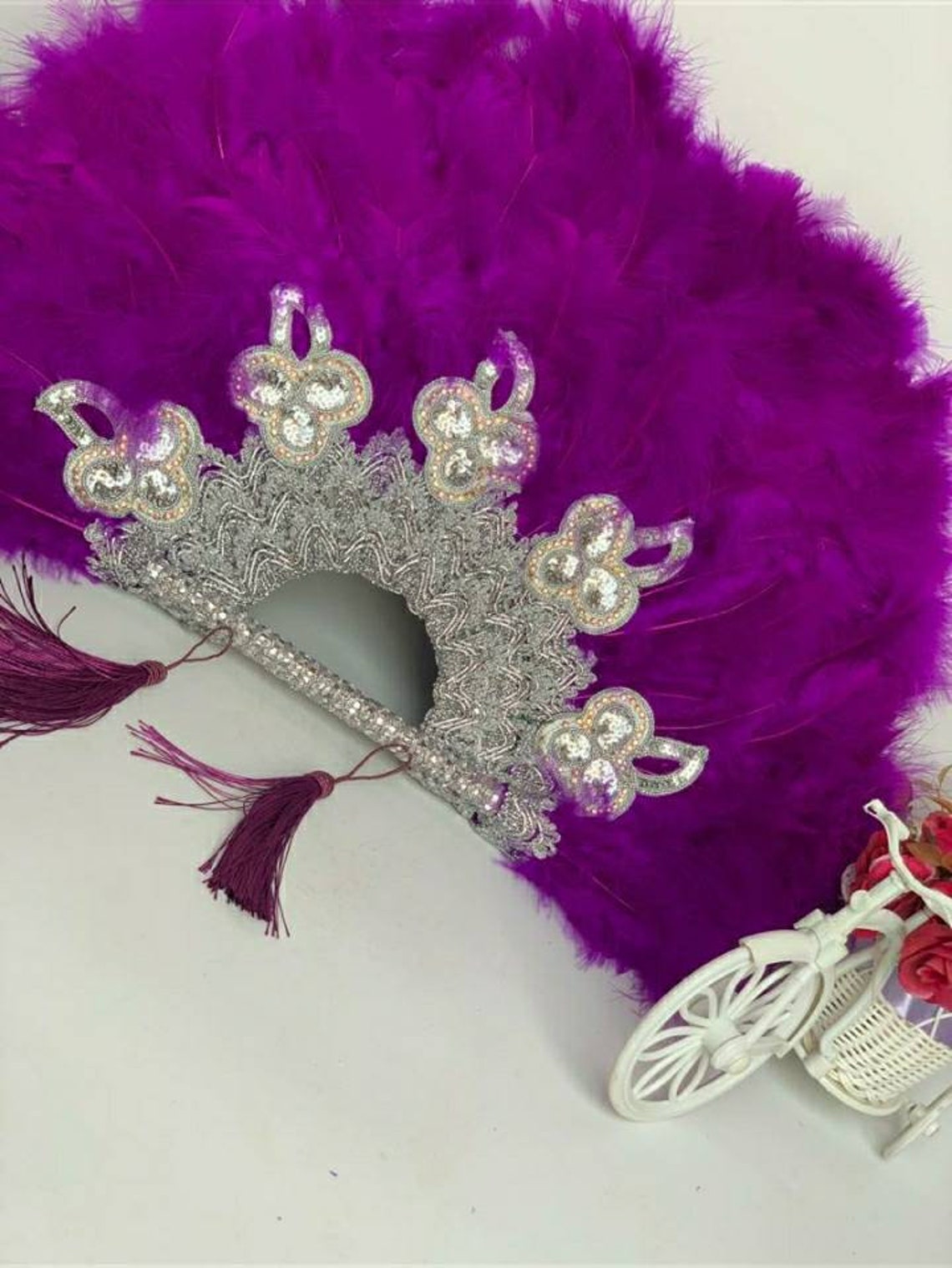 Feathered Clutch Bridal fan Traditional Engagement Wedding Etsy