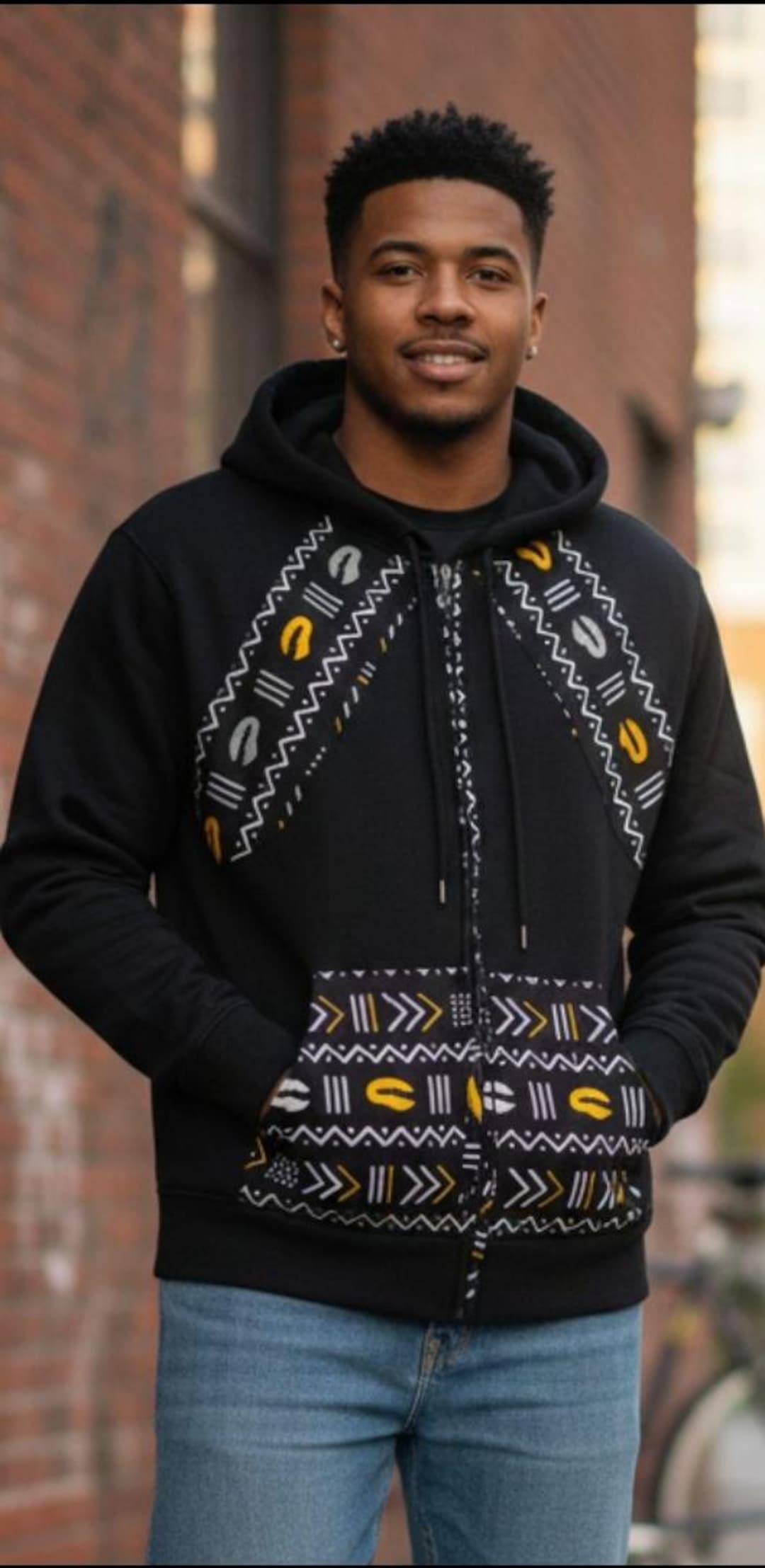 MUCD Signature Scarf hoodie in African colors African Symbols in Pan African Colors All-over Hoodie  main image 4