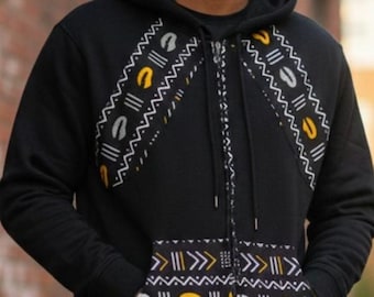 African Mud Cloth Print Hoodie Sweat Shirt (Unisex)