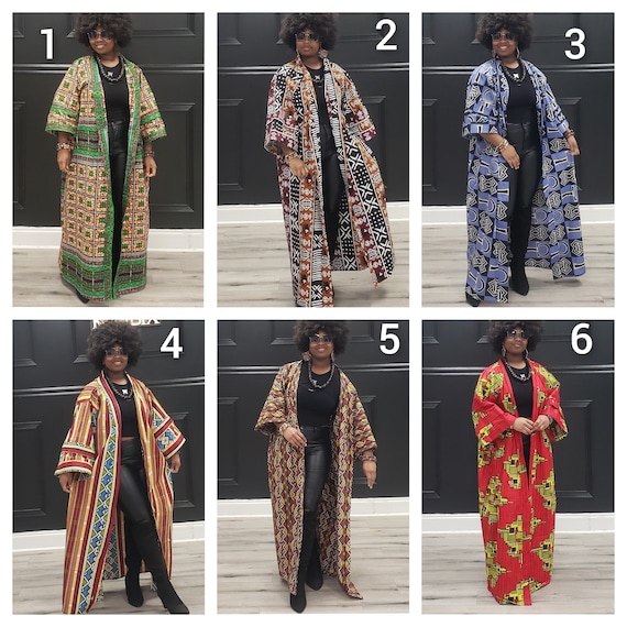 African Wax Print Long Kimono - Etsy