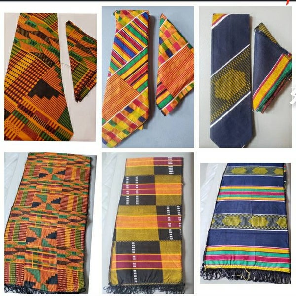 African Neck Tie Pocket Square and Stole