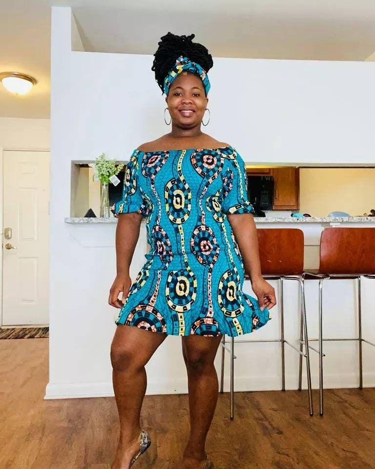 african wax plus size short ankara dresses African Wax Print Ankara Short Dress (Stretches) One Size