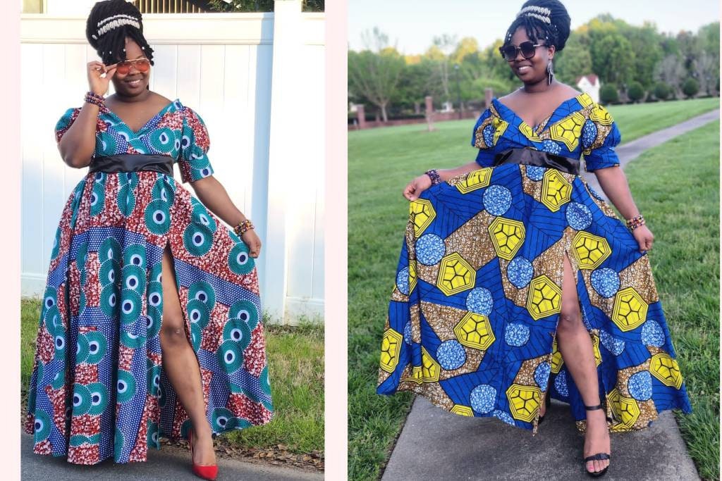 African Ankara Wax Print Long Slit Maxi Gown - Etsy