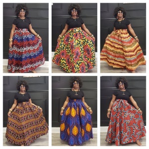 African Wax Print Ankara Maxi Skirt
