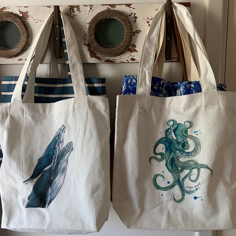 Sofie Seyah Illustration Se\u00f1or Octopus Canvas Tote Bag Beach Bag