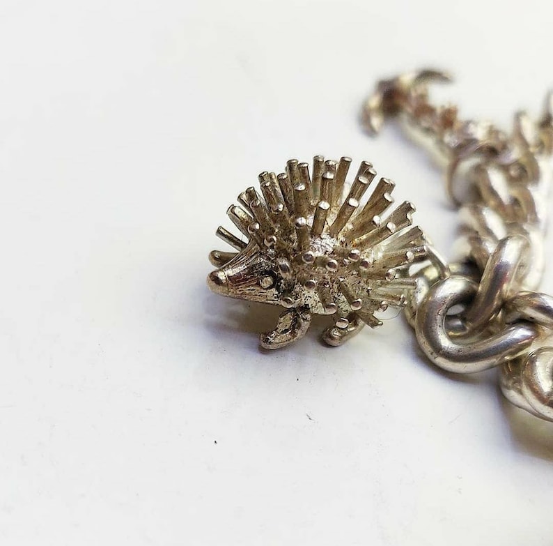 Sterling Silver Vintage Large Chunky Heavy Albert Charm Bracelet With Heart Padlock