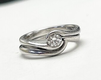 Platinum Diamond Bridal Engagement Ring & Wedding Ring Band Set sku1046