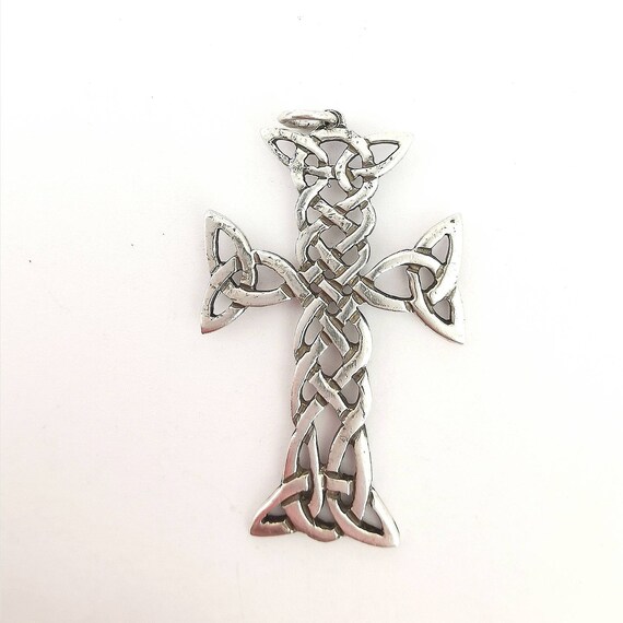 Sterling Silver Vintage Irish Large Celtic Cross Pendant or Charm