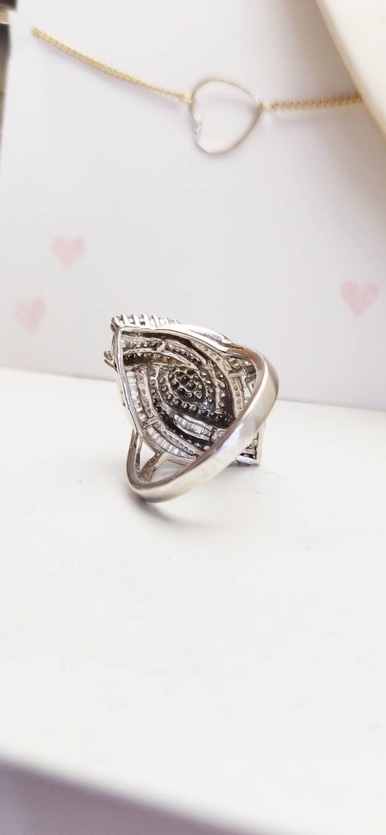 Sterling Silver Diamond Cocktail Statement Ring