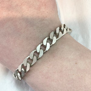 Real Solid 990 Sterling Silver Bracelet Width Chain Fashion Punk Jewelry  8.2