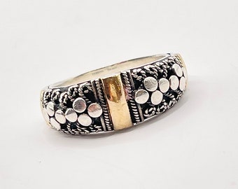 Sterling Silver & 18ct Gold Vintage Band Ring sku1243