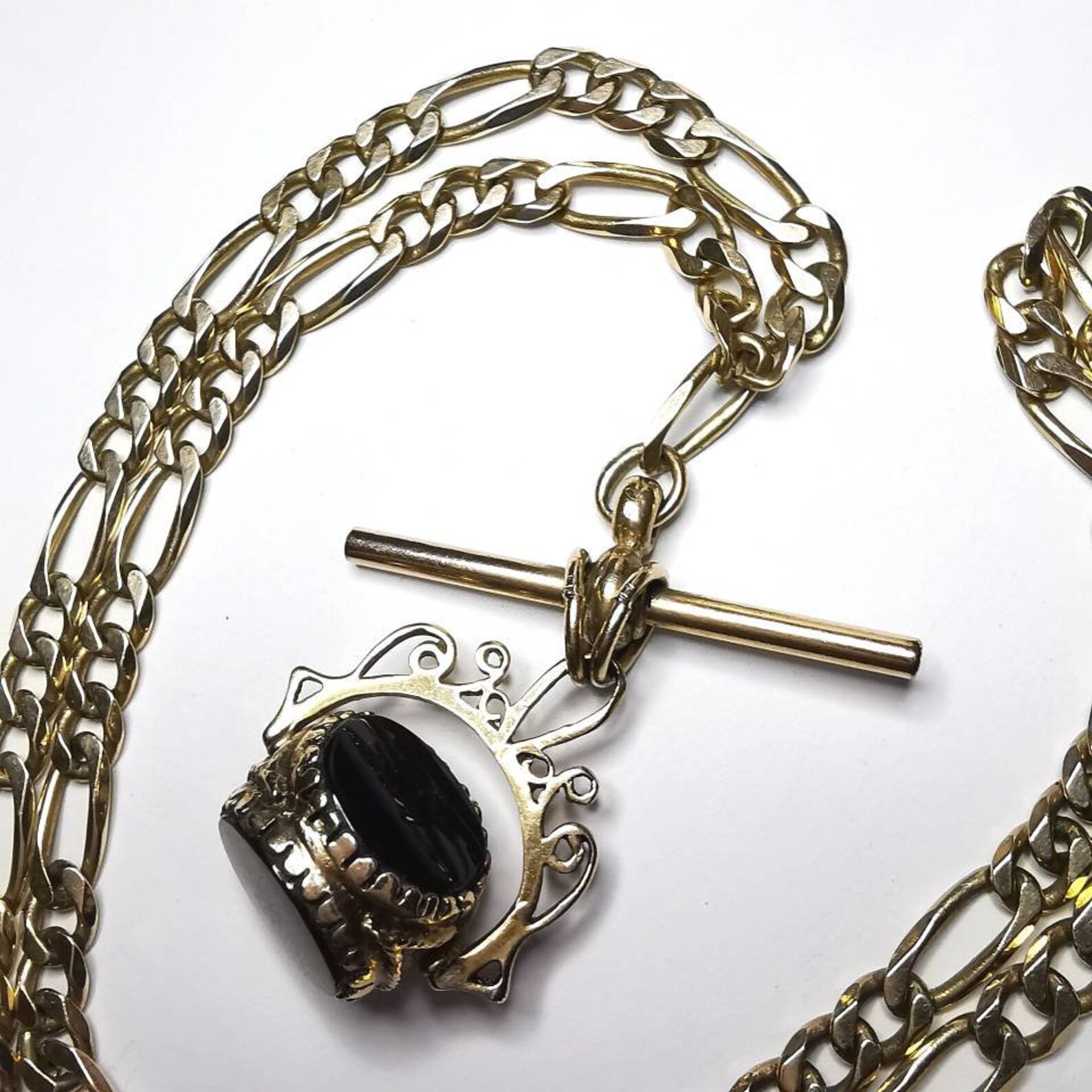 9ct 9k Solid Gold Vintage Figaro Chain Necklace With Etsy