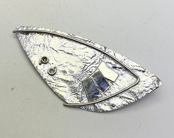 Silver Handmade Textured Reticulated Brooch Pin