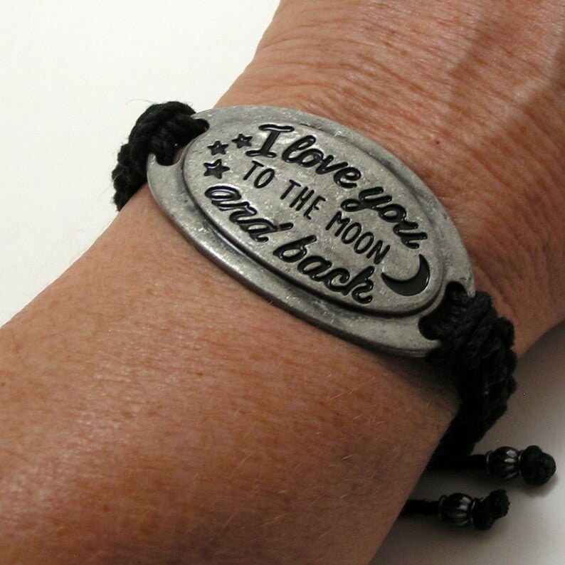 BRBAM I Love You to The Moon and Back Stainless Steel Hollow Out Bracelet Lovely Inspirational Gift for Her BRBAM I Love You to The Moon and Back Stainless Steel Hollow Out Bracelet Lovely Inspirational Gift for Her