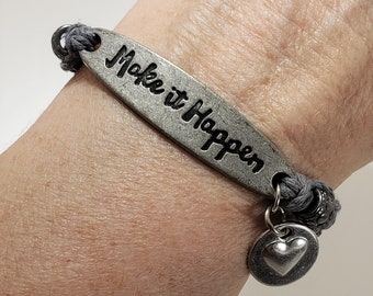 Make It Happen Quote Bracelet, Graduation Message Inspiration Jewelry For Women Wife Mom Daughter Granddaughter Best Friend Mothers Day Gift